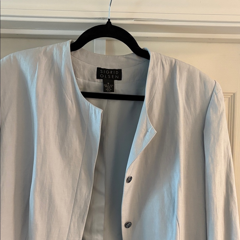 Sigrid Olsen Gray linen Long suit jacket - Picture 12 of 12